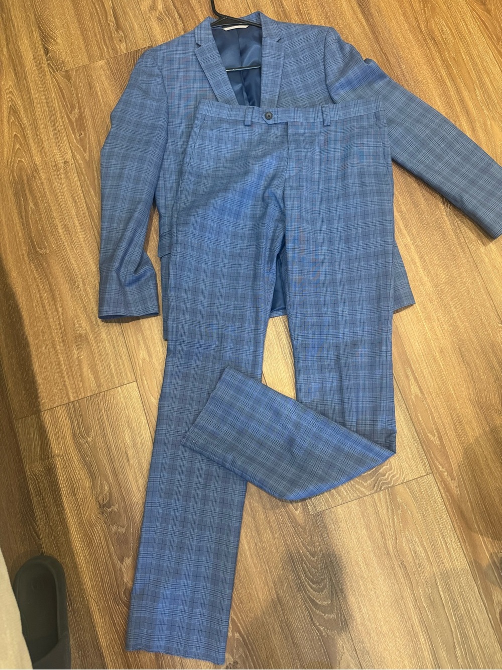Andrew Marc New York Blue Plaid Two-Piece Suit Boys 16 skinny